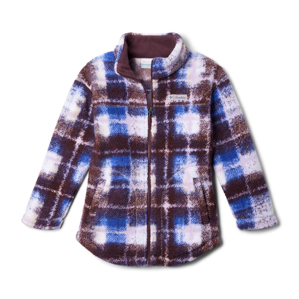 Columbia Youth Girls West Bend Printed Full Zip, Snowdrift Omblur, X-Small 6X